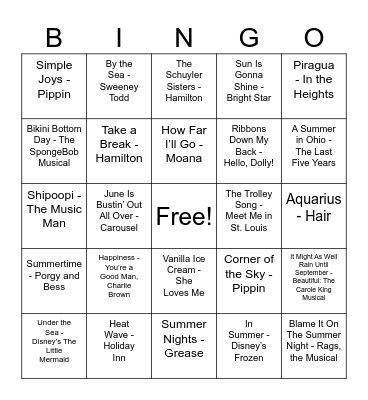 Summer Bingo Card