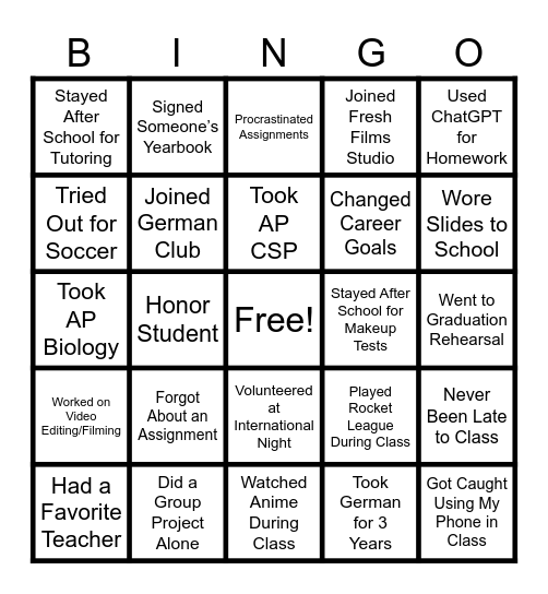 Aseda's Grad Bingo! Bingo Card