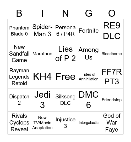 SGF/SoP/XGS Bingo Card