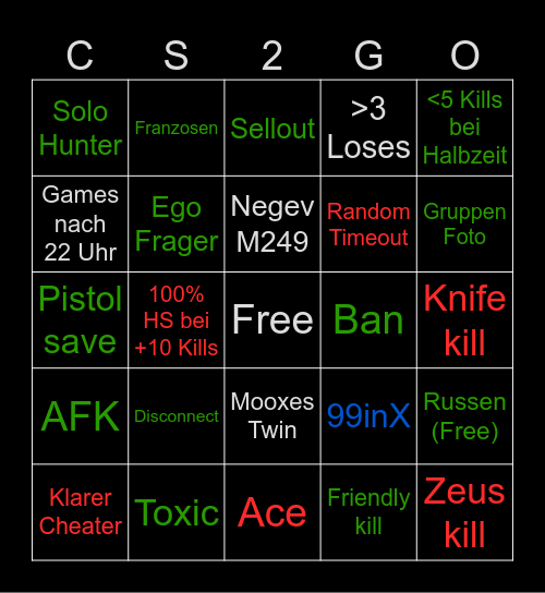 Cs2 Premier Bingo Card