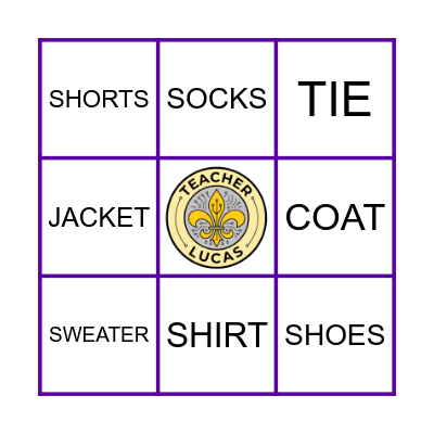 CLOTHES BINGO! Bingo Card