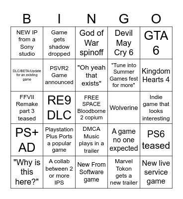 State of Play 2026 Bingo Card