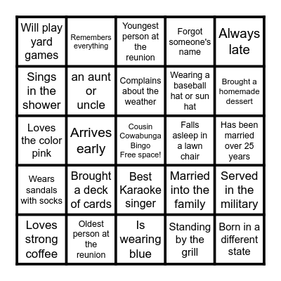 2026 COWABUNGA BINGO!!!!! Bingo Card