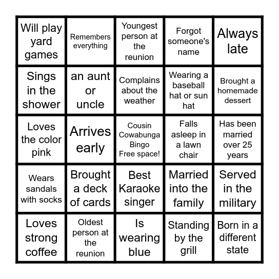 2026 COWABUNGA BINGO!!!!! Bingo Card
