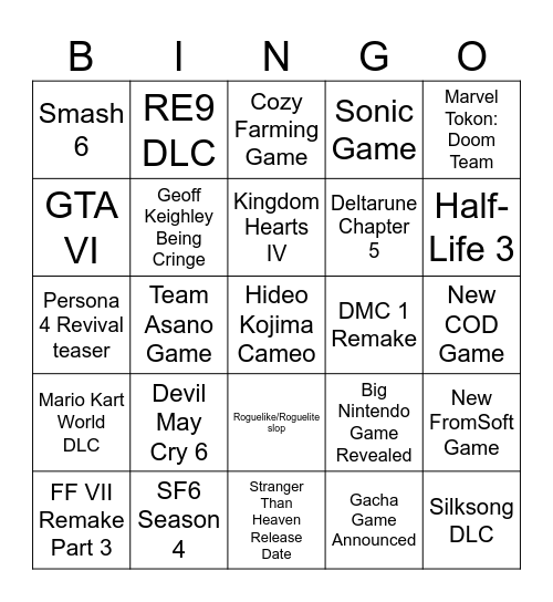 State of Play + SGF Bingo Card