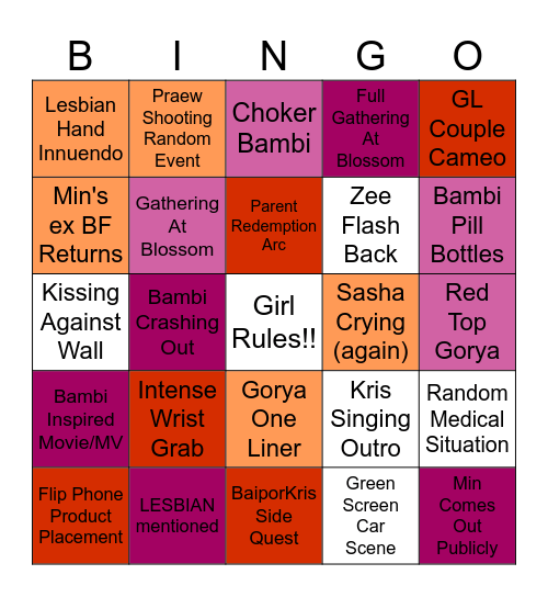 GIRL RULES Finale Bingo Card