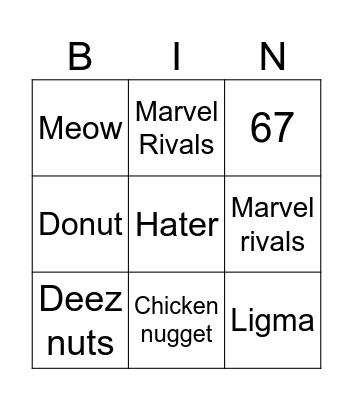 Untitled Bingo Card