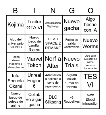 SGF 26 !! Bingo Card