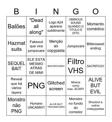 Filme Backrooms Bingo Card
