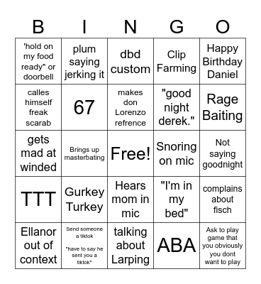 PLUM BINGO Card