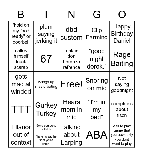 PLUM BINGO Card