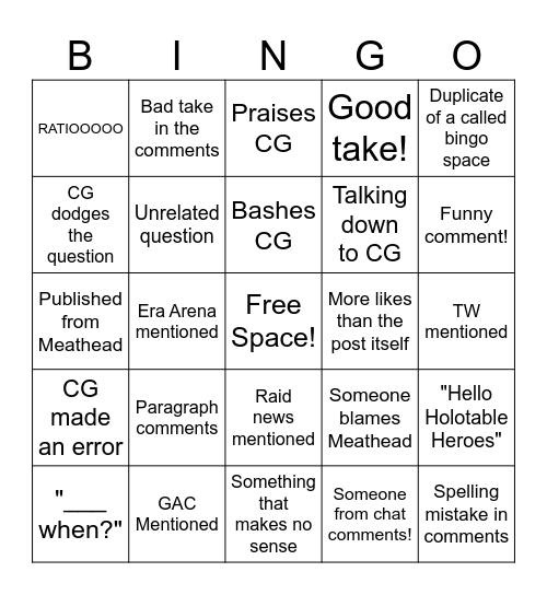 SWGOH Forums Bingo! Bingo Card