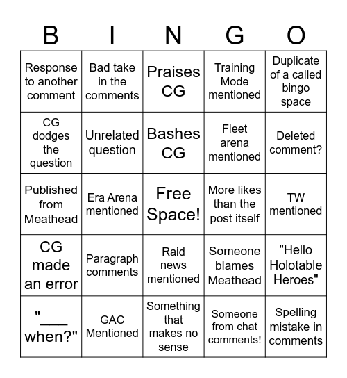 SWGOH Forums Bingo! Bingo Card