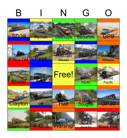 Locomotives with their Real Life Basis Bingo Card