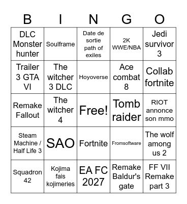 Summer games fest Bingo Card