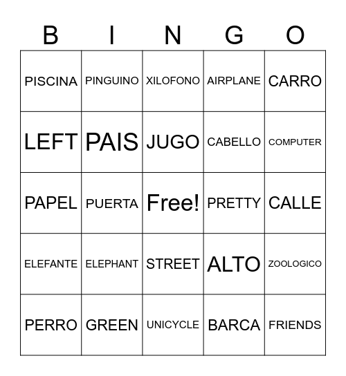 MIMI'S SPANISH BINGO #2 Bingo Card