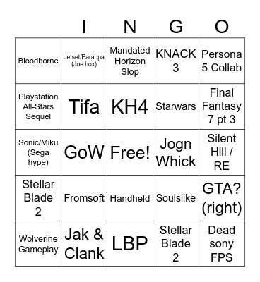 State of Disappointment Bingo Card