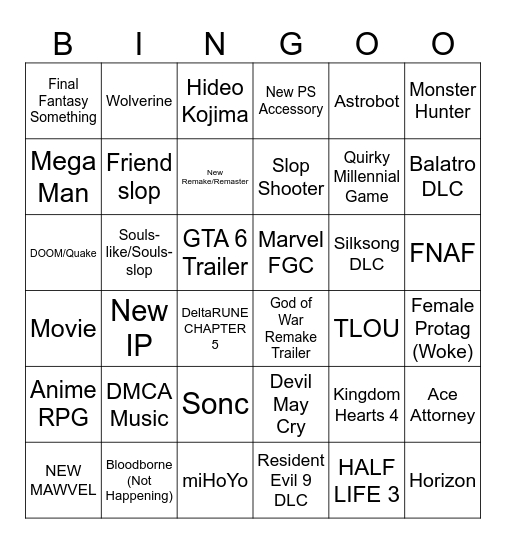 game presentations Bingo Card