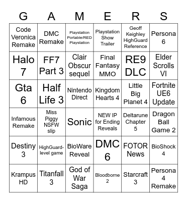 Gamers Summer show fest 2026 Bingo Card
