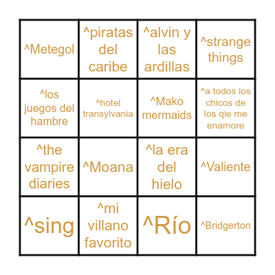 Visita al cine Bingo Card