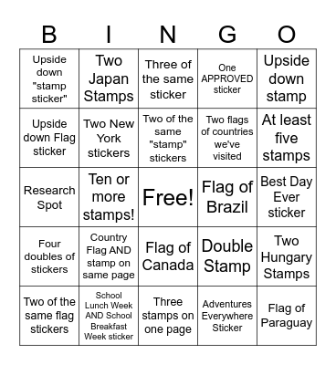 Passport Bingo Card