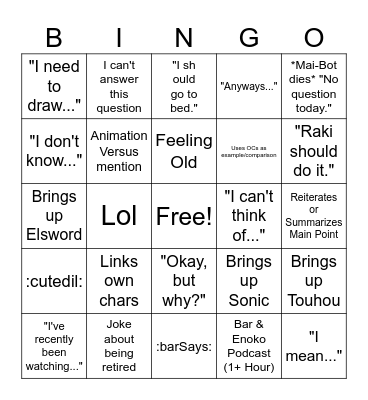 Bar-Kun Bingo Card