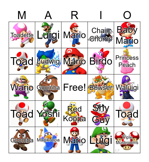 Mario Bingo Card
