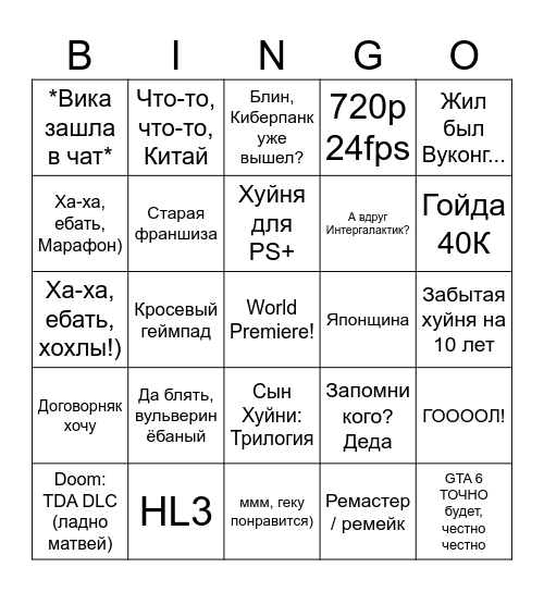 State Of Play 2026 BINGO Card