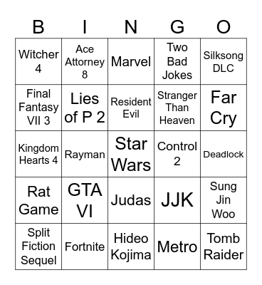 Summer Games Fest Bingo Card