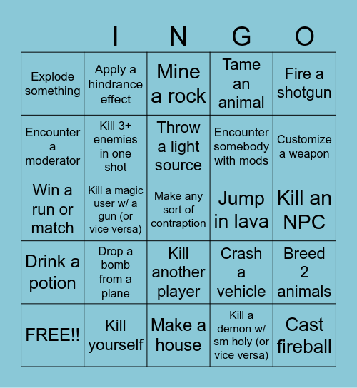 Gamingo Bingo Card