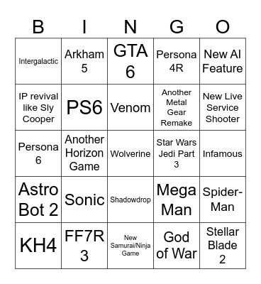 State of Play 2026 Bingo Card