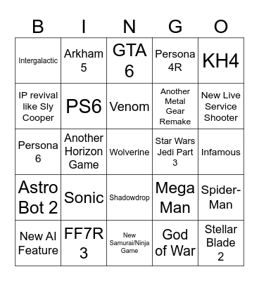State of Play 2026 Bingo Card