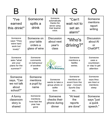 ISLAND PRIMARY END OF YEAR Bingo Card