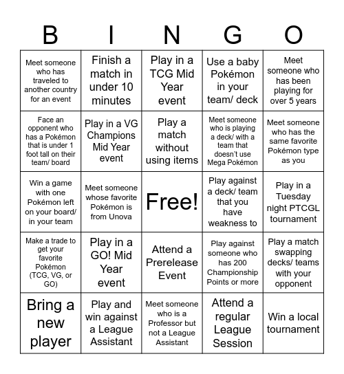 Team North Nashville Bingo Card