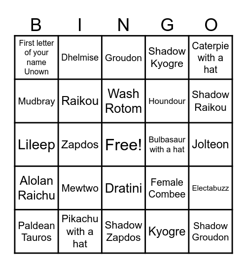 Shiny BINGO Card