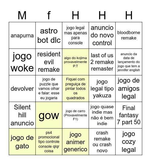 Manfred bingada Bingo Card