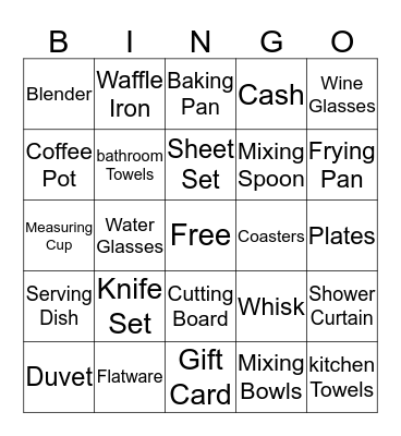 Bridal Bingo Card