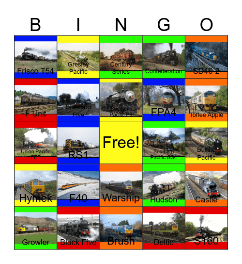 Steam and Diesel Excursions in the 2000's Bingo Card