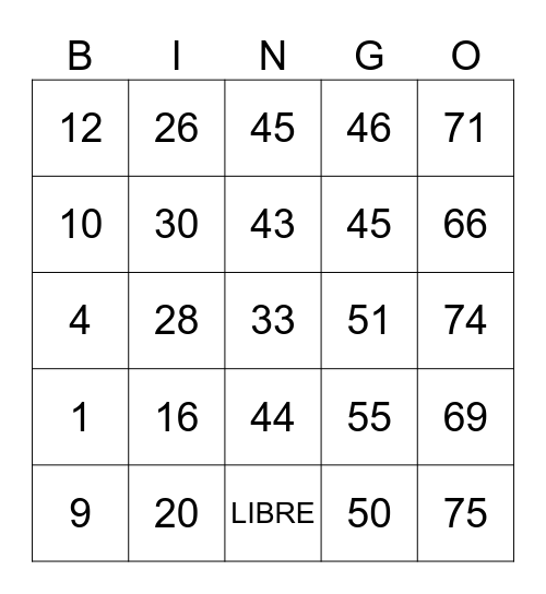 BINGO BUSCADORES DE LA FORTUNA Bingo Card