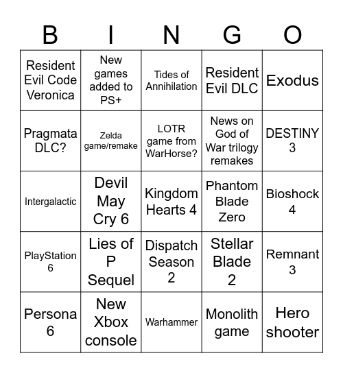 Shea_Noelle's Summer Game Week Bingo Card
