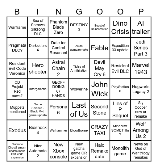 Shea_Noelle's Summer Game Week Bingo Card
