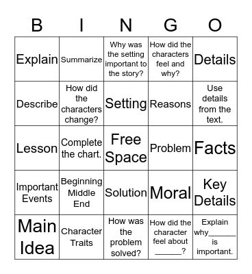 Reading Strategies Bingo Card