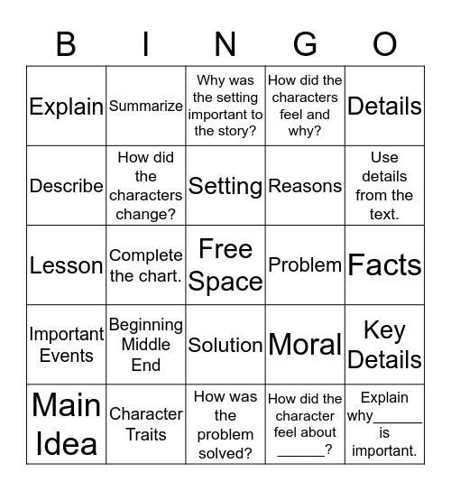 Reading Strategies Bingo Card