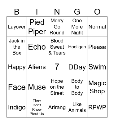 Bangtannie Bingo Card