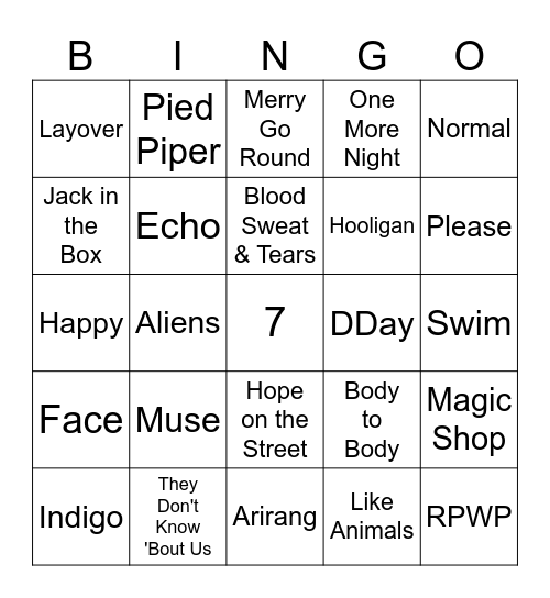 Bangtannie Bingo Card