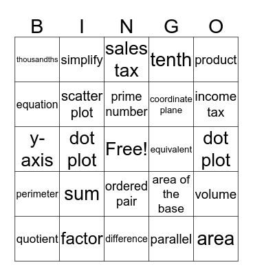 Review Bingo Card