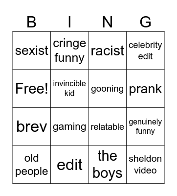 tiktok bingo Card