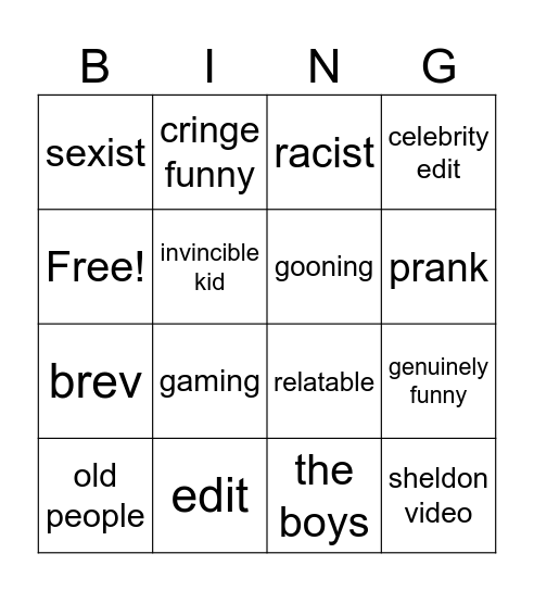 tiktok bingo Card