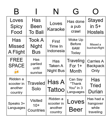 🌏 MY CAPSULE TRAVEL BINGO 🌏 Bingo Card