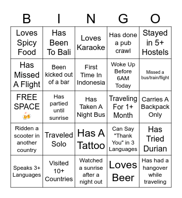 🌏 MY CAPSULE TRAVEL BINGO 🌏 Bingo Card